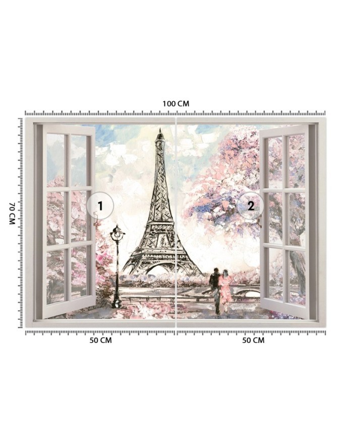 The most fashionable wall murals - Window with view of the Eiffel Tower | FEEBY