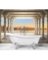 Depth effect wall mural - Columns with city view | FEEBY