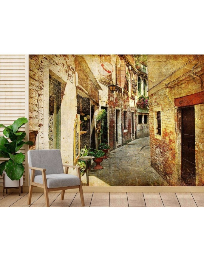 Stylish wall mural - Street between buildings in Tuscany | FEEBY