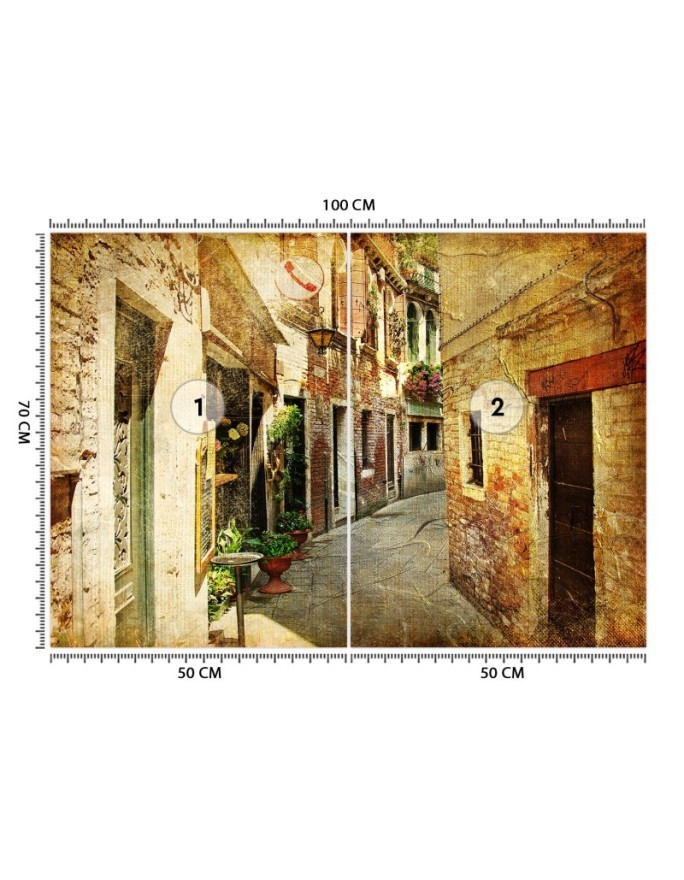 Stylish wall mural - Street between buildings in Tuscany | FEEBY