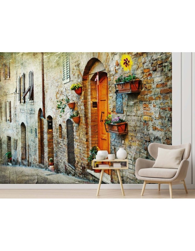 Stylish wall murals - Streets in Tuscany Italy | FEEBY