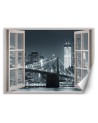 Fashionable wall murals - New York City window Brooklyn Bridge black | FEEBY