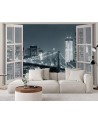 Fashionable wall murals - New York City window Brooklyn Bridge black | FEEBY