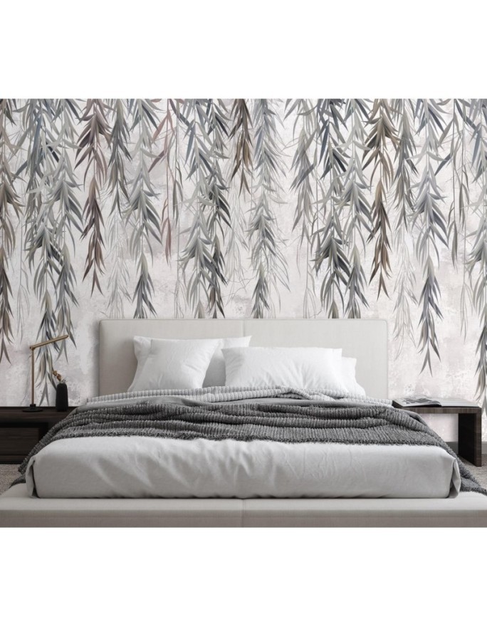 Stylish Wallpapers - Tropical leaves in grey | FEEBY