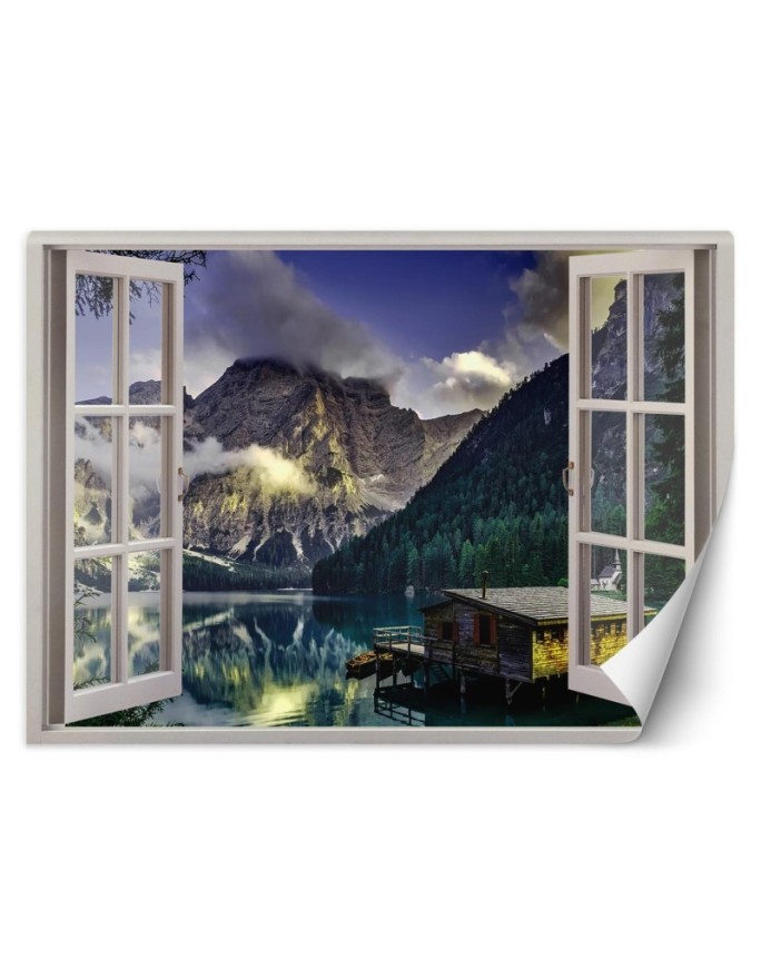 The most fashionable Wallpapers - Window view of a lake house in the mountains | FEEBY