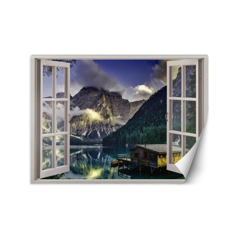 The most fashionable Wallpapers - Window view of a lake house in the mountains | FEEBY
