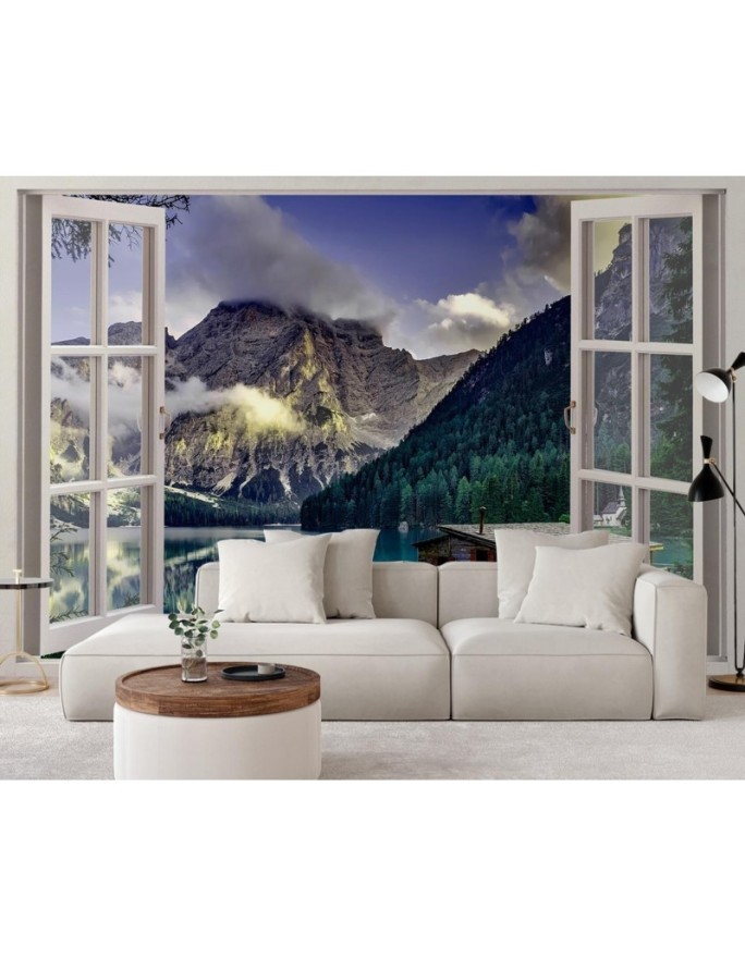 The most fashionable Wallpapers - Window view of a lake house in the mountains | FEEBY
