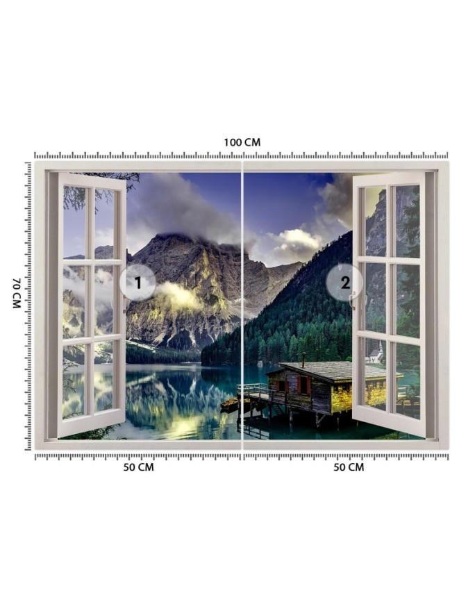 The most fashionable Wallpapers - Window view of a lake house in the mountains | FEEBY