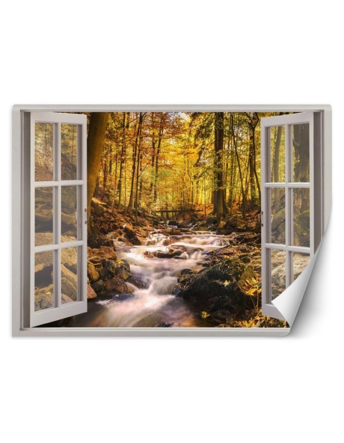 The most fashionable Wallpapers - Window view forest mountain stream | FEEBY