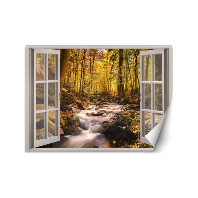 The most fashionable Wallpapers - Window view forest mountain stream | FEEBY