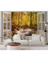The most fashionable Wallpapers - Window view forest mountain stream | FEEBY