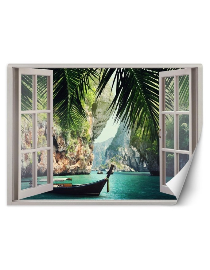 Most fashionable Wallpapers - Window view tropical beach palm trees | FEEBY
