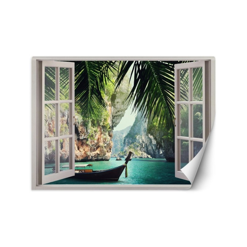 Most fashionable Wallpapers - Window view tropical beach palm trees | FEEBY