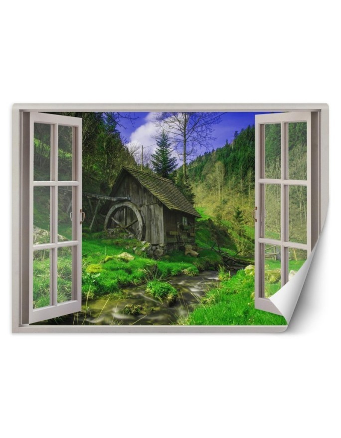 The most fashionable Wallpapers - View from the window cottage mountain stream | FEEBY