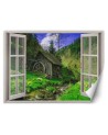 The most fashionable Wallpapers - View from the window cottage mountain stream | FEEBY