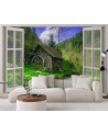 The most fashionable Wallpapers - View from the window cottage mountain stream | FEEBY