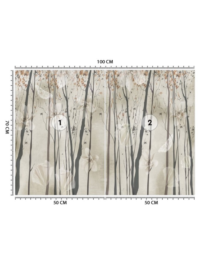 Designer Wallpapers - Trees flowers butterflies | FEEBY