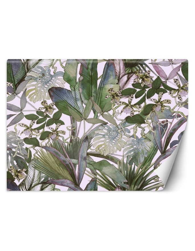 Exotic Wallpapers - Monstera and tropical leaves in pastels | FEEBY