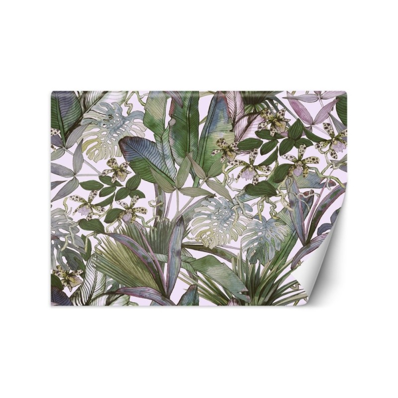 Exotic Wallpapers - Monstera and tropical leaves in pastels | FEEBY