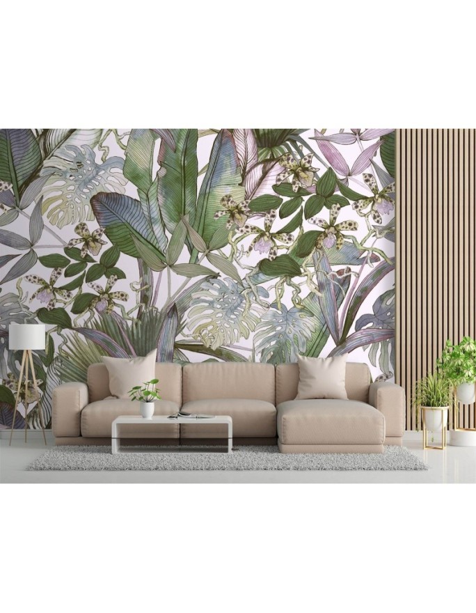 Exotic Wallpapers - Monstera and tropical leaves in pastels | FEEBY