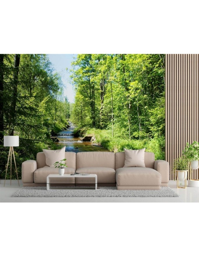 Inspirational wall mural - Mountain stream forest nature | FEEBY