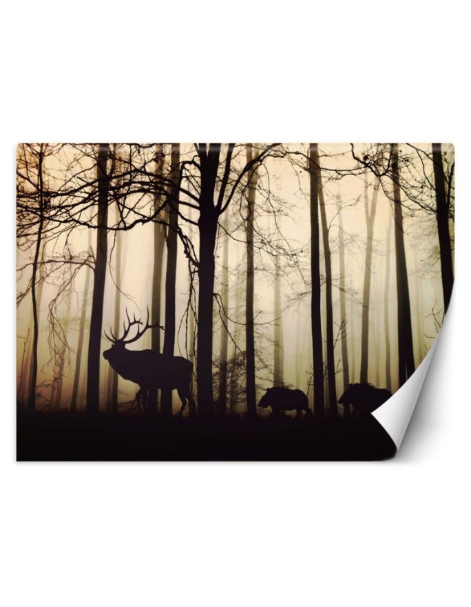 Fleece wall mural from photo - Animals in the forest | FEEBY