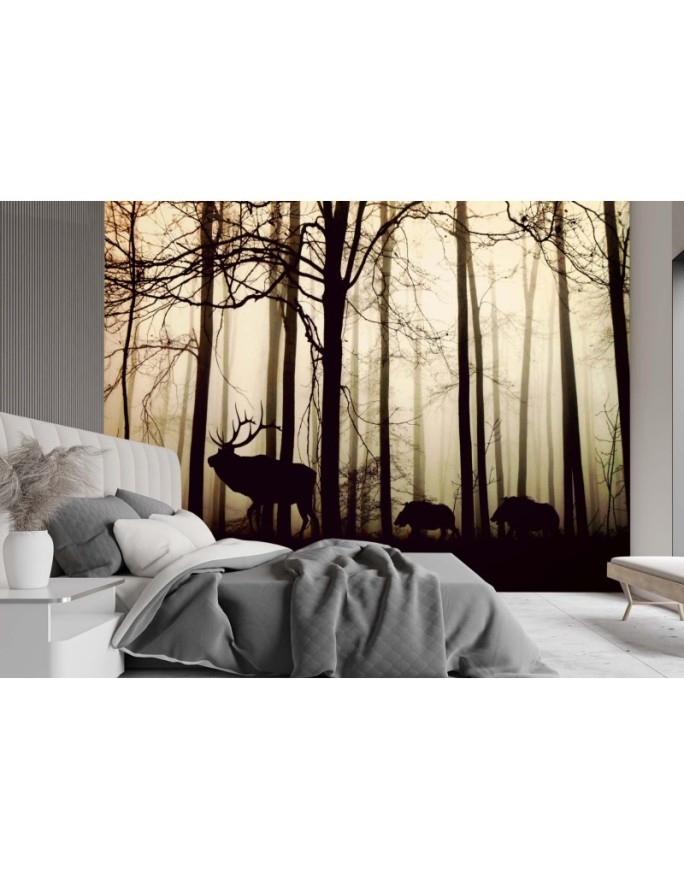 Fleece wall mural from photo - Animals in the forest | FEEBY
