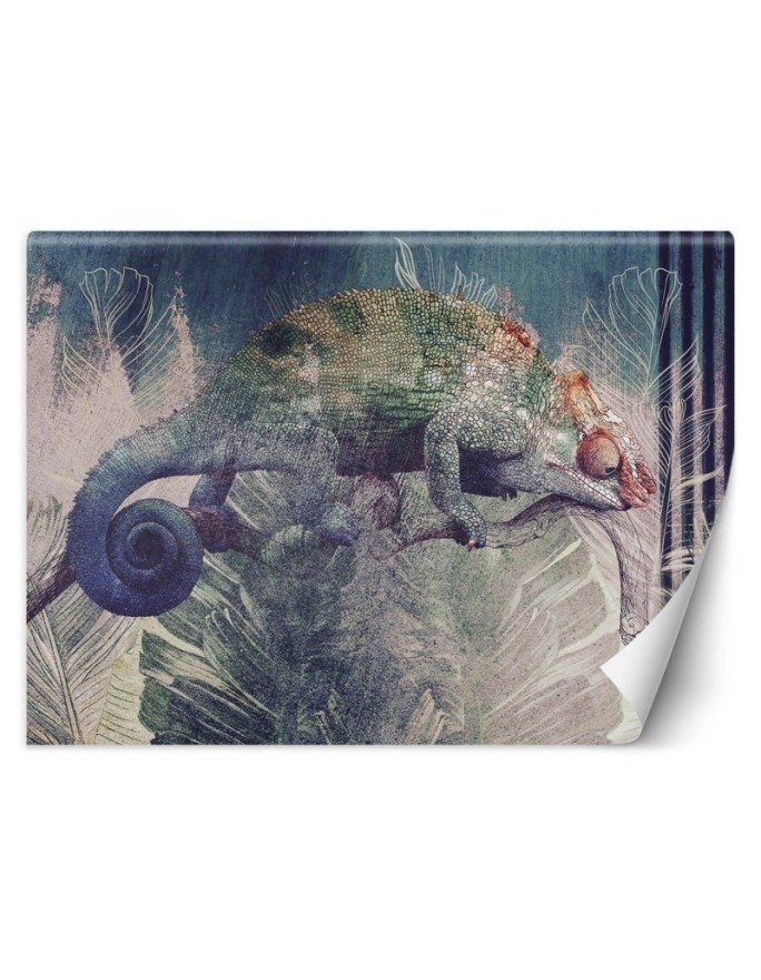Exclusive wall murals - Chameleon on a branch in the jungle | FEEBY