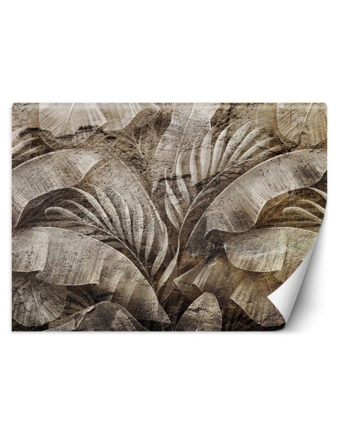 Designer wall murals - Tropical leaves concrete texture | FEEBY