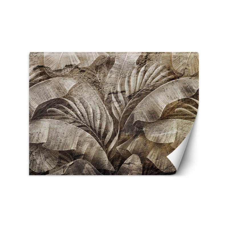 Designer wall murals - Tropical leaves concrete texture | FEEBY