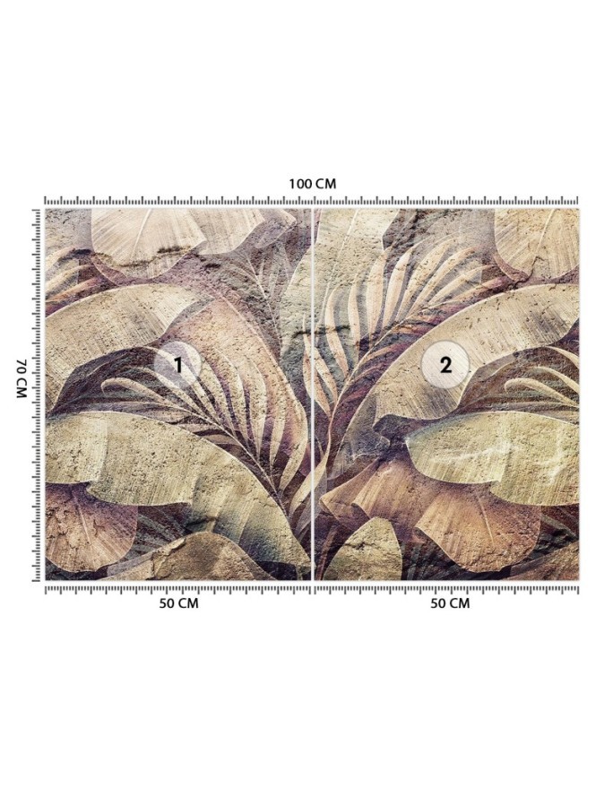 Exclusive wall murals - Palm tree leaves jungle on imitation concrete | FEEBY