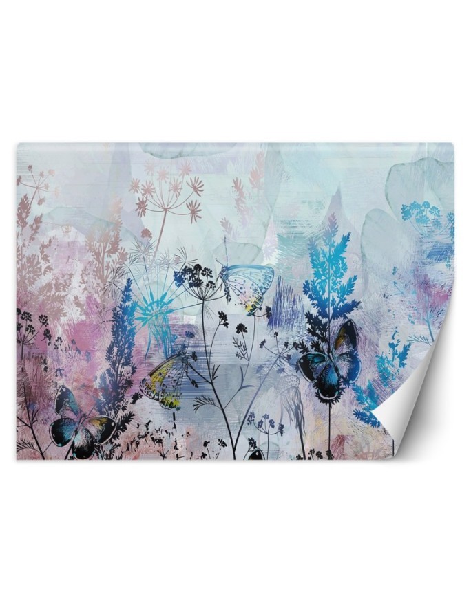 Stylish Wallpapers - Meadow Butterflies Coloured Flowers | FEEBY
