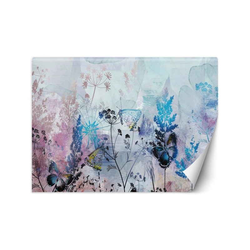 Stylish Wallpapers - Meadow Butterflies Coloured Flowers | FEEBY