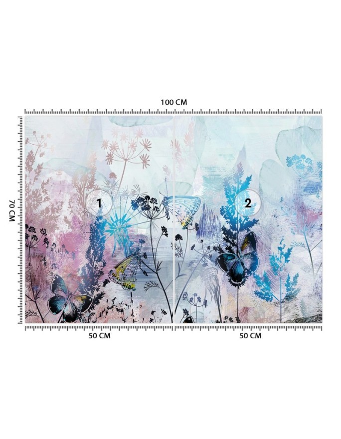 Stylish Wallpapers - Meadow Butterflies Coloured Flowers | FEEBY