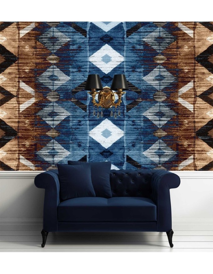 Modern Wallpaper - Geometric pattern blue and brown | FEEBY