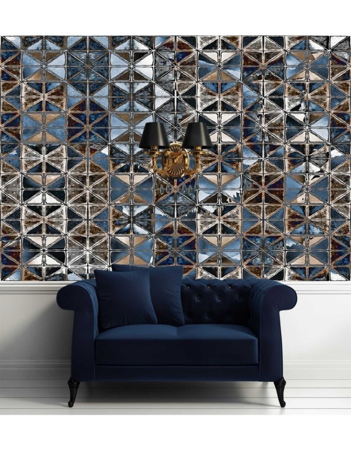 Modern Wallpapers - Blue glass mosaic tiles | FEEBY