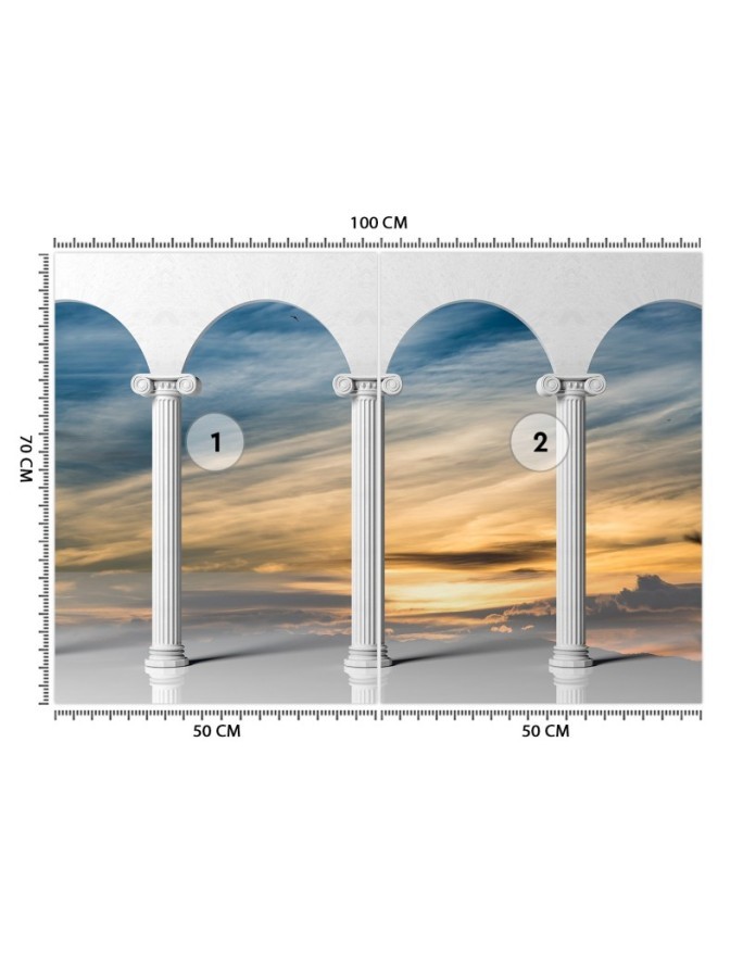 Depth effect wall mural - Columns with sky view | FEEBY