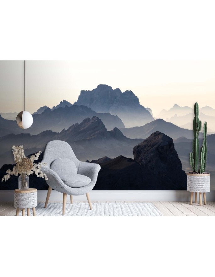 Beautiful wall murals for the living room - Mountains in the mist | FEEBY