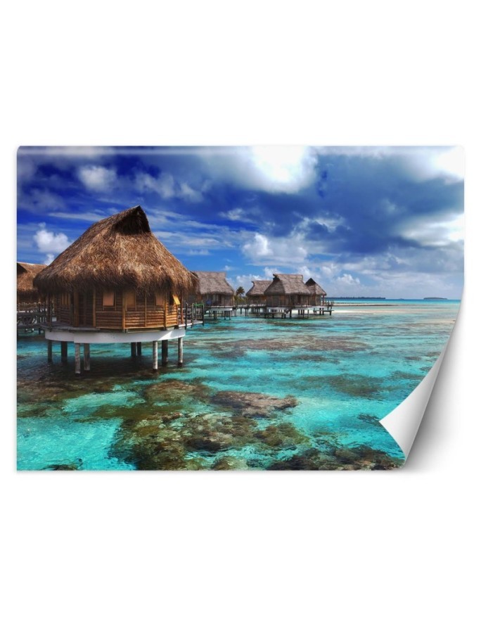 Wall murals - Cottage blue tropical beach | FEEBY