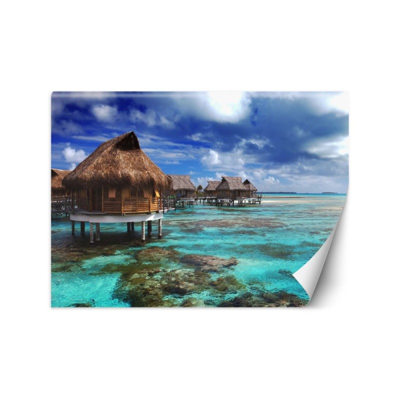 Wall murals - Cottage blue tropical beach | FEEBY