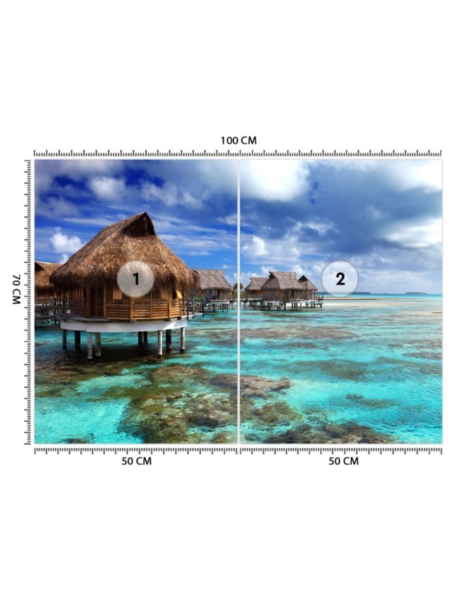 Wall murals - Cottage blue tropical beach | FEEBY