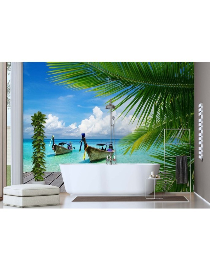 Unique wall murals - Tropical beach palm trees nature | FEEBY