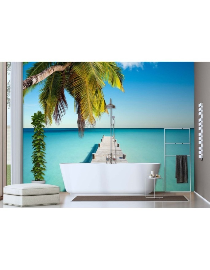Living room wall mural - Tropical beach palm trees nature | FEEBY