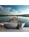 Unique wall murals - View from a pier overlooking a lake and forest | FEEBY