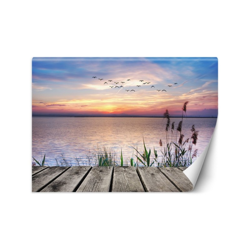Beautiful wall murals for the living room - Sunset at the lake | FEEBY