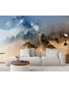 Unique Wallpapers for the living room - Wolves forest in the fog | FEEBY