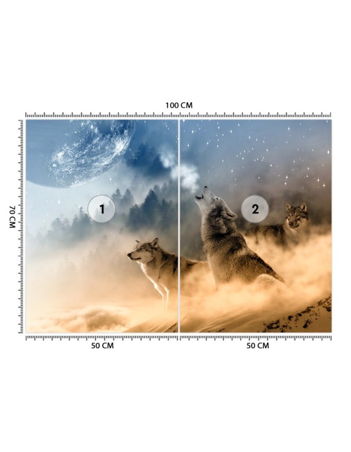 Unique Wallpapers for the living room - Wolves forest in the fog | FEEBY
