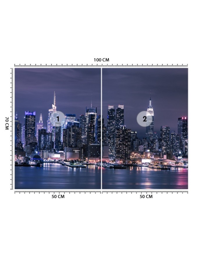 Modern murals for the living room - New York at night | FEEBY