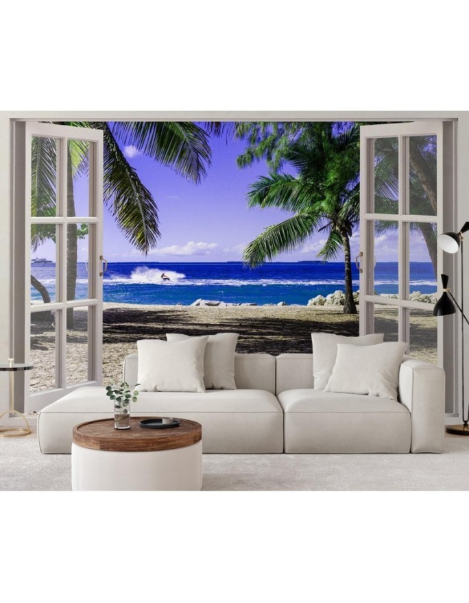 Most fashionable Wallpapers - Window overlooking tropical beach | FEEBY