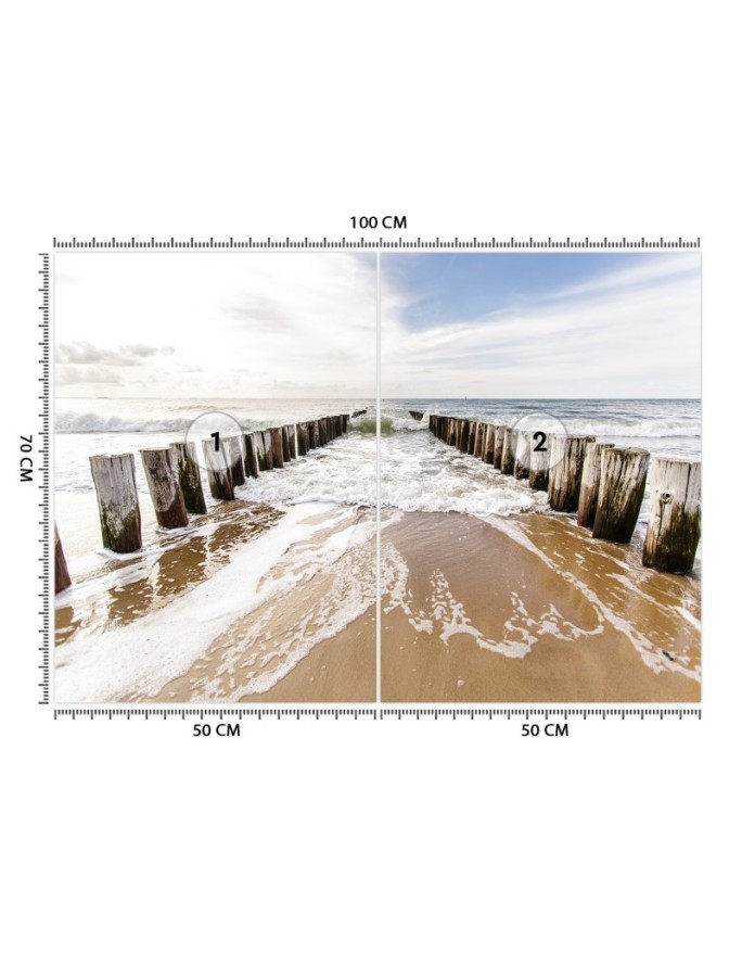 Beautiful Wallpapers for the living room - Falochrons by the sea | FEEBY